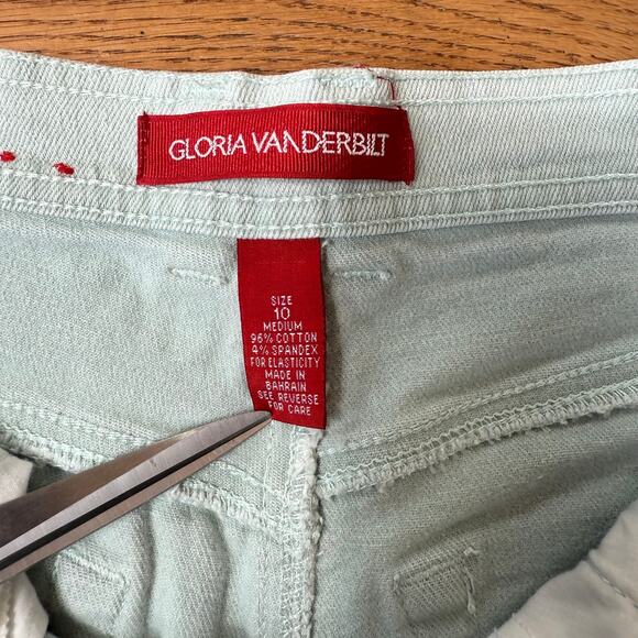 VTG Gloria Vanderbilt High Waisted Jeans SZ 10 Mint Green Straight Taper Cottage - Picture 4 of 6